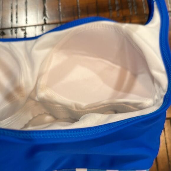 Lime ricki blue polka dot tankini top S - Picture 3 of 4